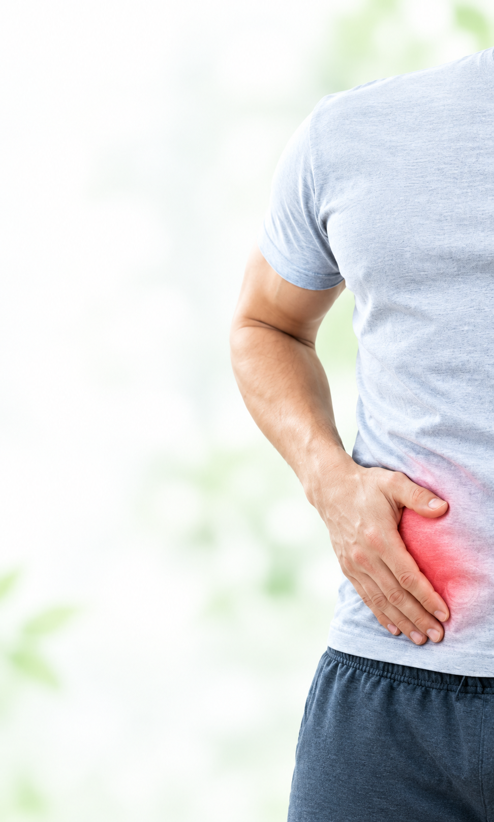 man holding painful lower abdomen